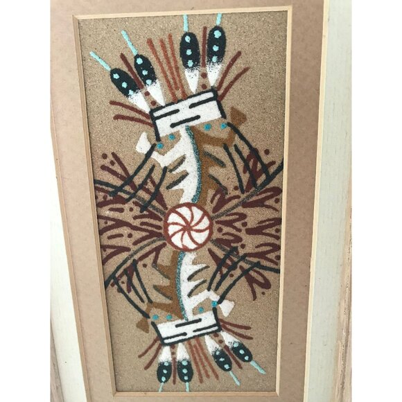 Vintage Authentic Healing God Navajo Authentic Sand Painting Titled & Signed - Picture 3 of 8